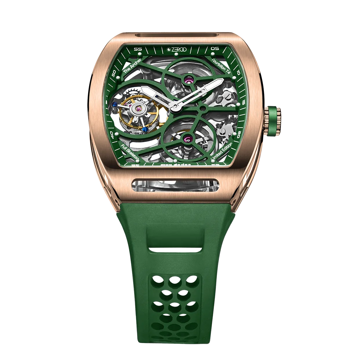 ZEROO T4 THE ARCHER FULL SKELETON TOURBILLONMANUAL TOURBILLON WATCH FOR GENTS - ZT004RGR