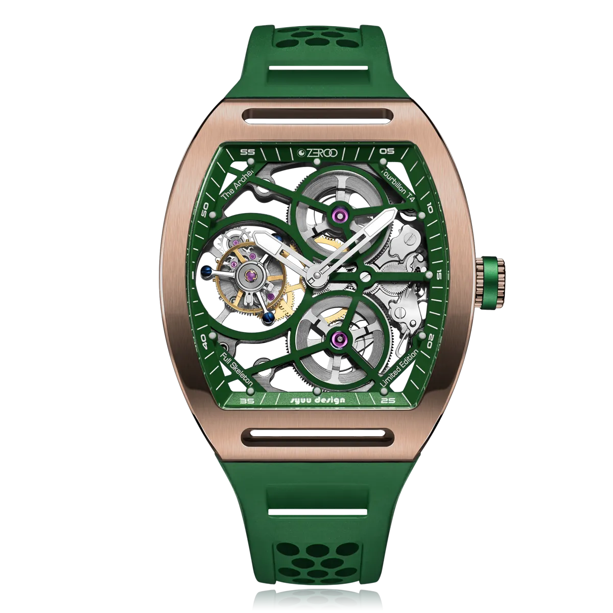 ZEROO T4 THE ARCHER FULL SKELETON TOURBILLONMANUAL TOURBILLON WATCH FOR GENTS - ZT004RGR