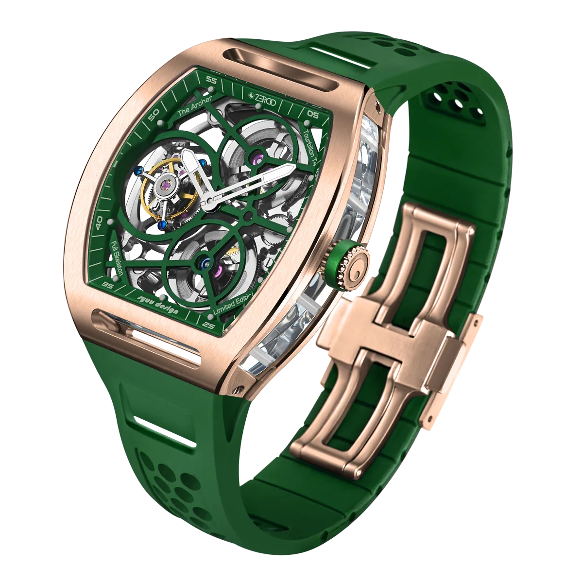 ZEROO T4 THE ARCHER FULL SKELETON TOURBILLONMANUAL TOURBILLON WATCH FOR GENTS - ZT004RGR