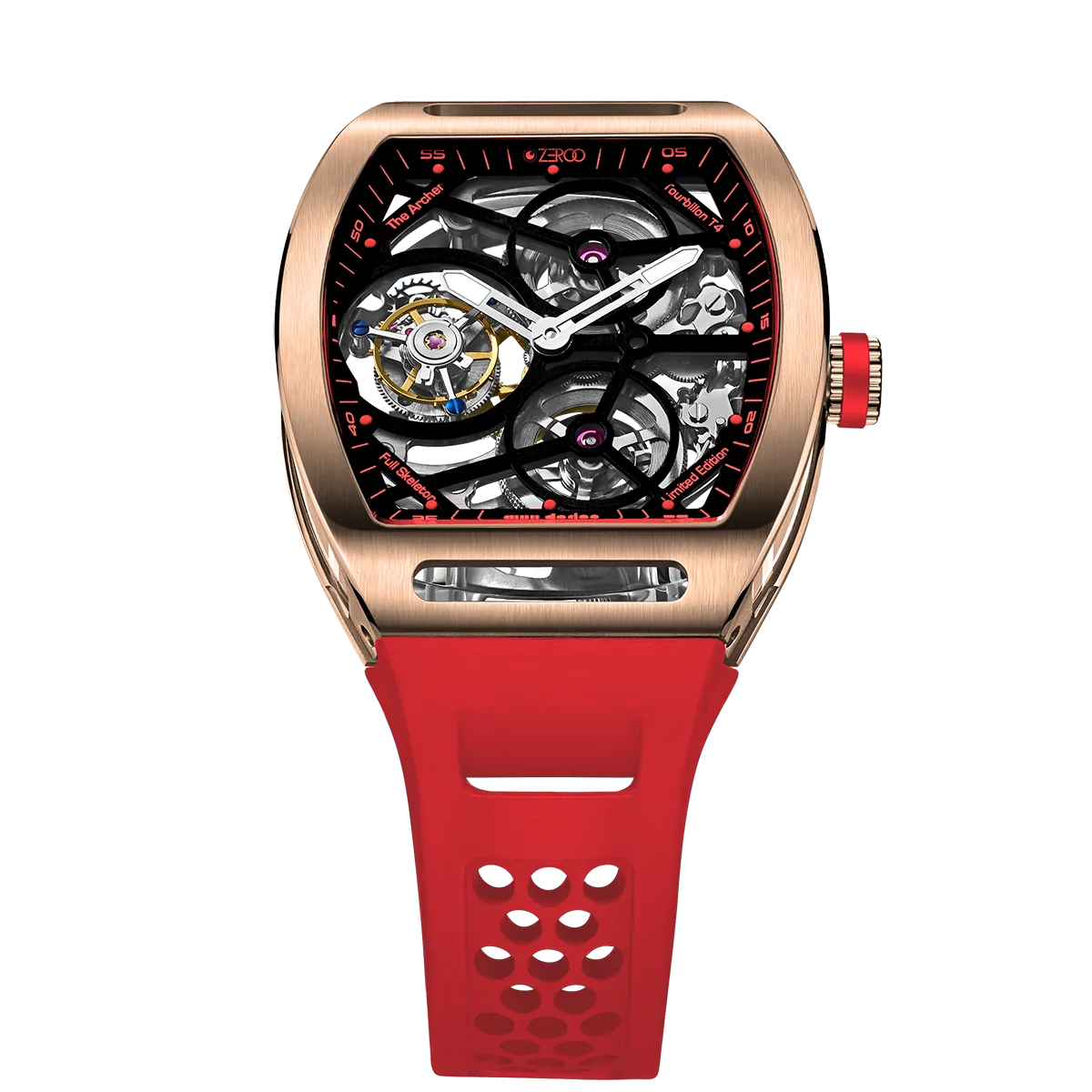 ZEROO T4 THE ARCHER FULL SKELETON TOURBILLONMANUAL TOURBILLON WATCH FOR GENTS - ZT004RRD