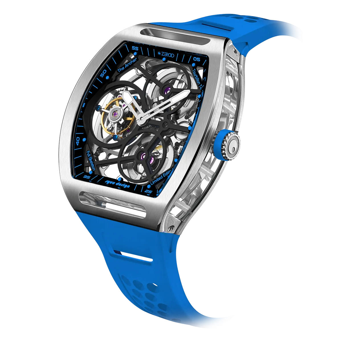 ZEROO T4 THE ARCHER FULL SKELETON TOURBILLONMANUAL TOURBILLON WATCH FOR GENTS - ZT004SLB