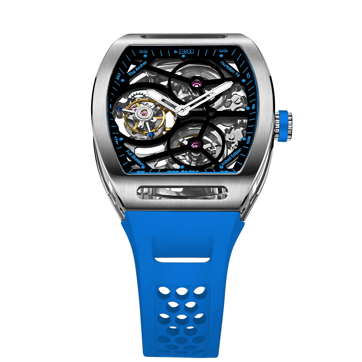 ZEROO T4 THE ARCHER FULL SKELETON TOURBILLONMANUAL TOURBILLON WATCH FOR GENTS - ZT004SLB
