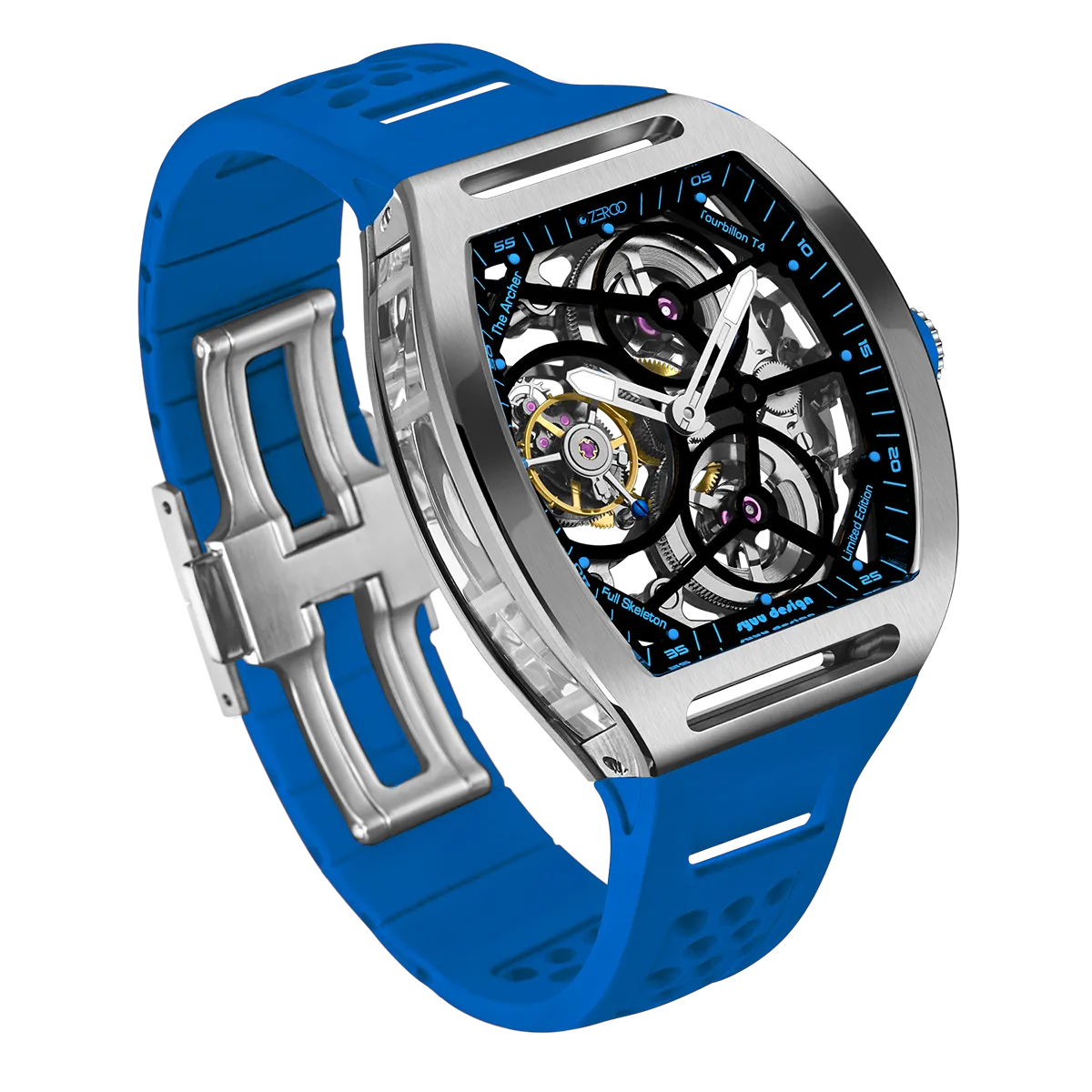 ZEROO T4 THE ARCHER FULL SKELETON TOURBILLONMANUAL TOURBILLON WATCH FOR GENTS - ZT004SLB